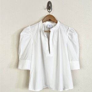 Elegant White Blouse with Puff Sleeves